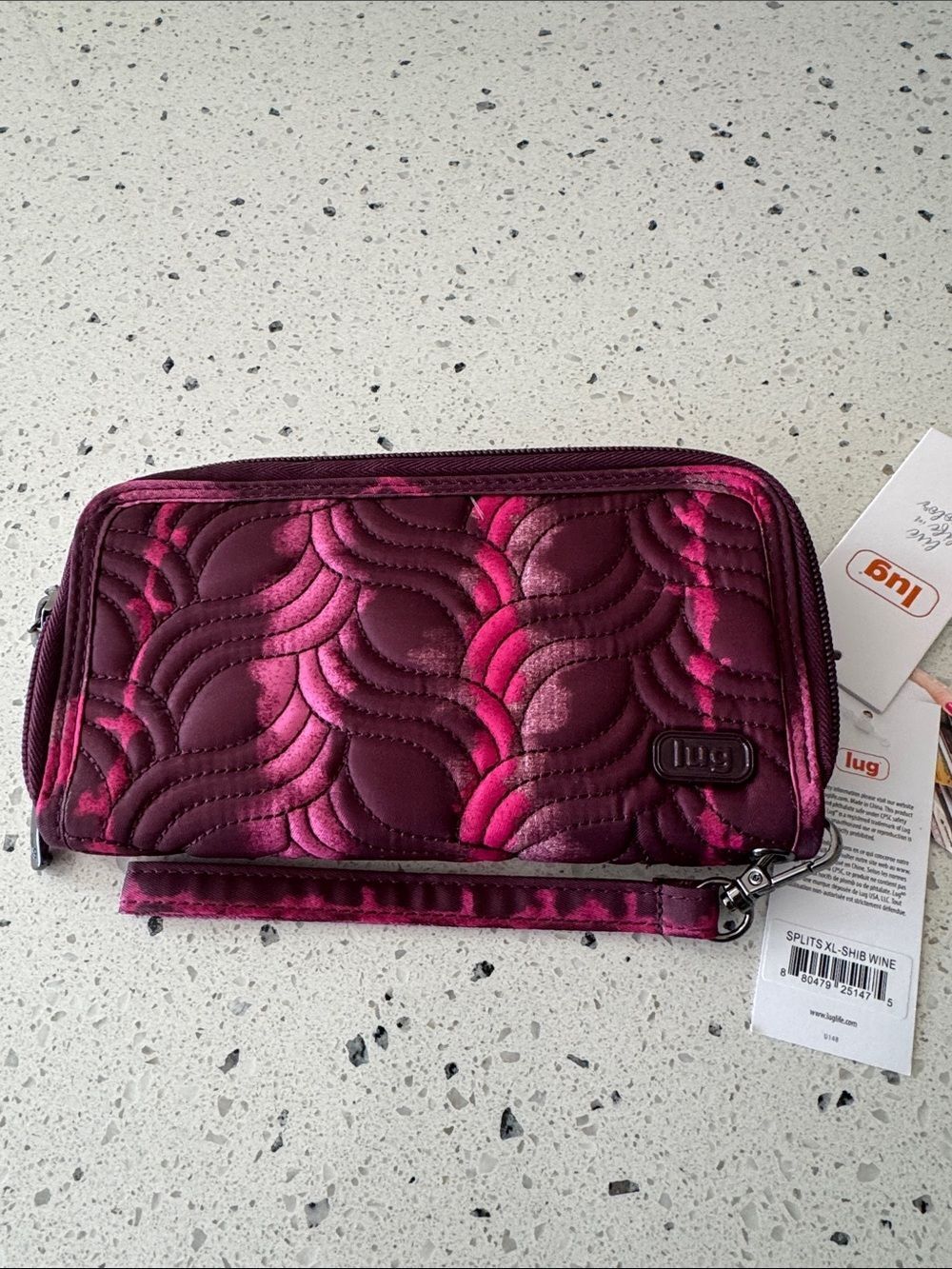 lug Splits XL Shibori Wine Wristlet RFID Wallet RFID Protected Travel Casual NWT